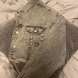 Grey cropped denim jacket